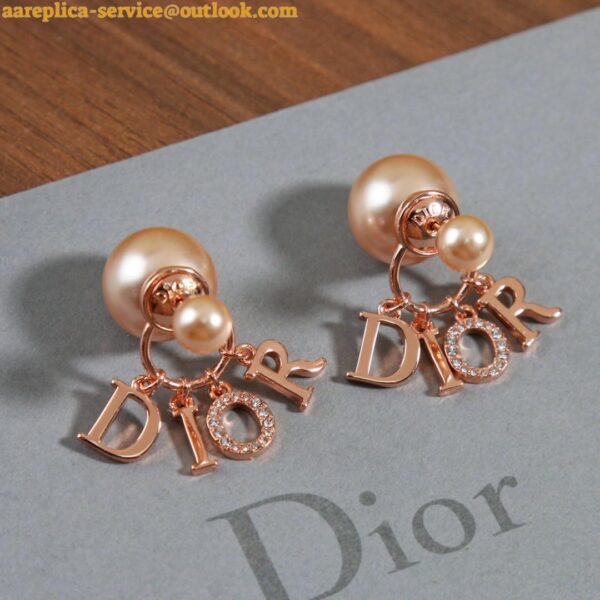 Replica Dior Tribales Earrings In Rose Gold Metal Pearls and Crystals 10