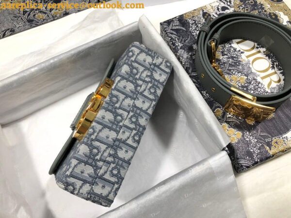 Replica Dior 30 Montaigne Box Bag In Gray Dior Oblique Jacquard 6