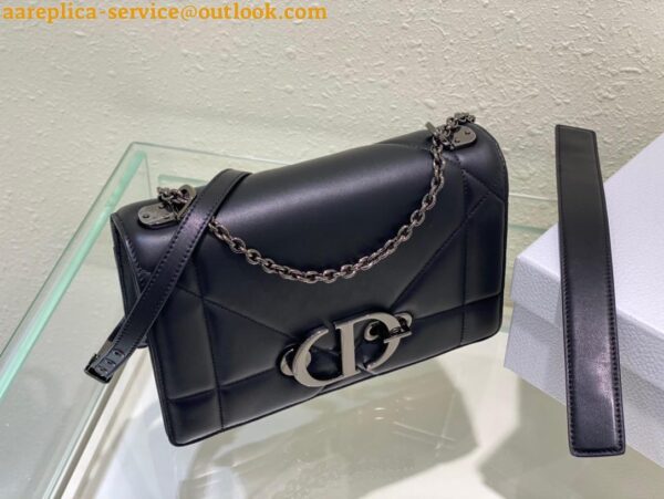 Replica Dior 30 Montaigne Chain Bag With Handle In Black Lambskin 7