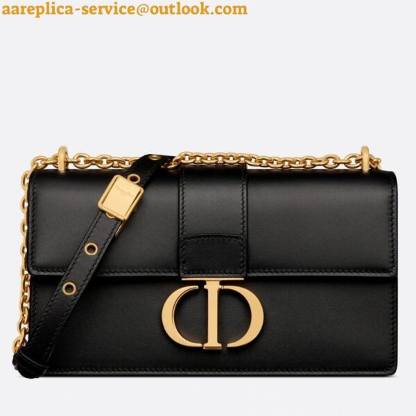 Replica Dior 30 Montaigne East-West Bag with Chain in Black Calfskin 3