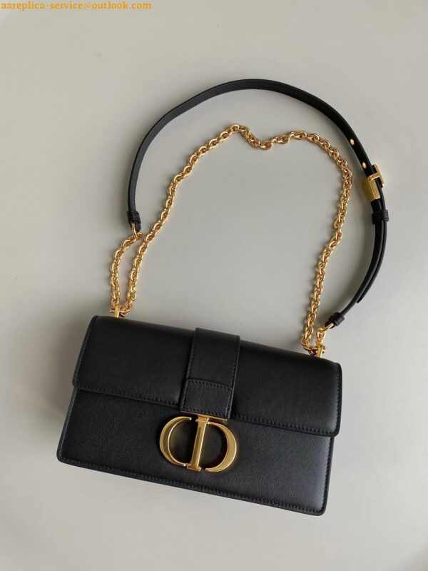 Replica Dior 30 Montaigne East-West Bag with Chain in Black Calfskin 6