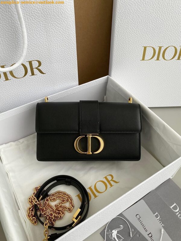 Replica Dior 30 Montaigne East-West Bag with Chain in Black Calfskin 8