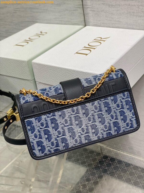 Replica Dior 30 Montaigne East-West Bag with Chain in Blue Denim Oblique Jacquard 6