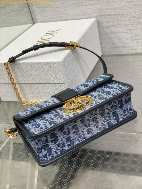 Replica Dior 30 Montaigne East-West Bag with Chain in Blue Denim Oblique Jacquard 7