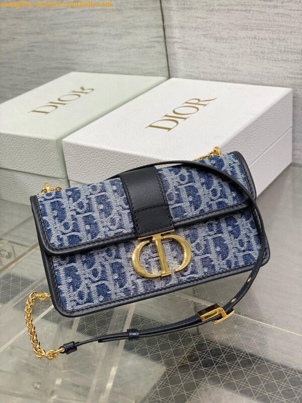 Replica Dior 30 Montaigne East-West Bag with Chain in Blue Denim Oblique Jacquard 11