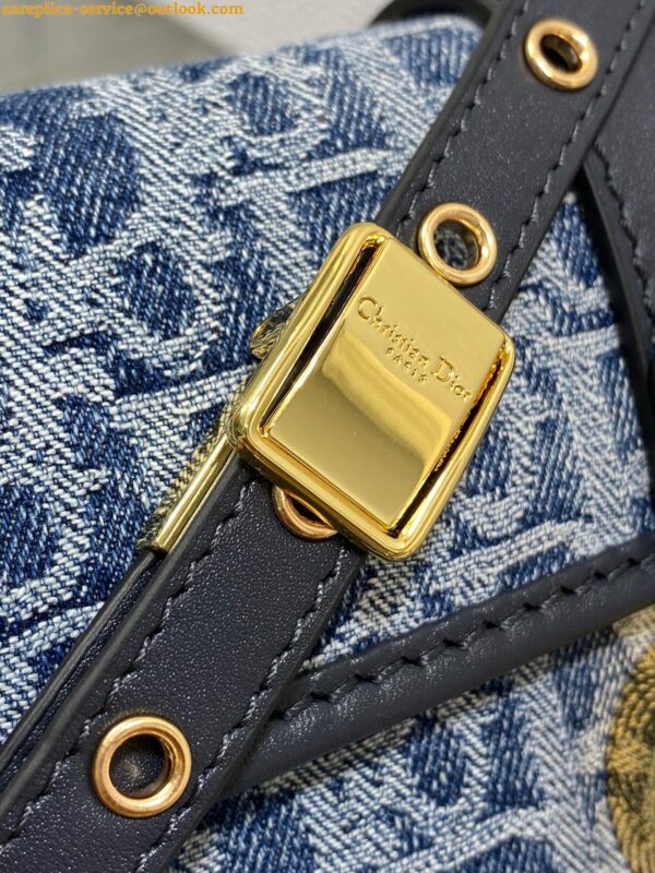 Replica Dior 30 Montaigne East-West Bag with Chain in Blue Denim Oblique Jacquard 12