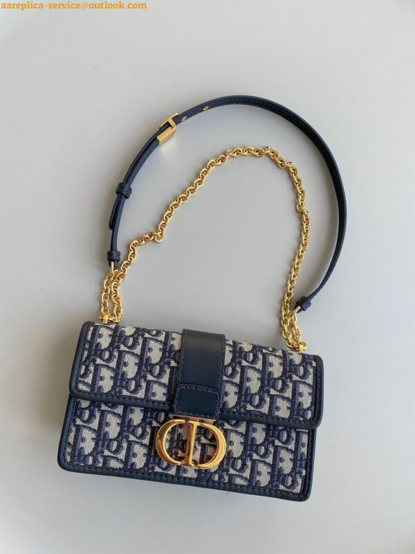 Replica Dior 30 Montaigne East-West Bag with Chain in Blue Oblique Jacquard 6