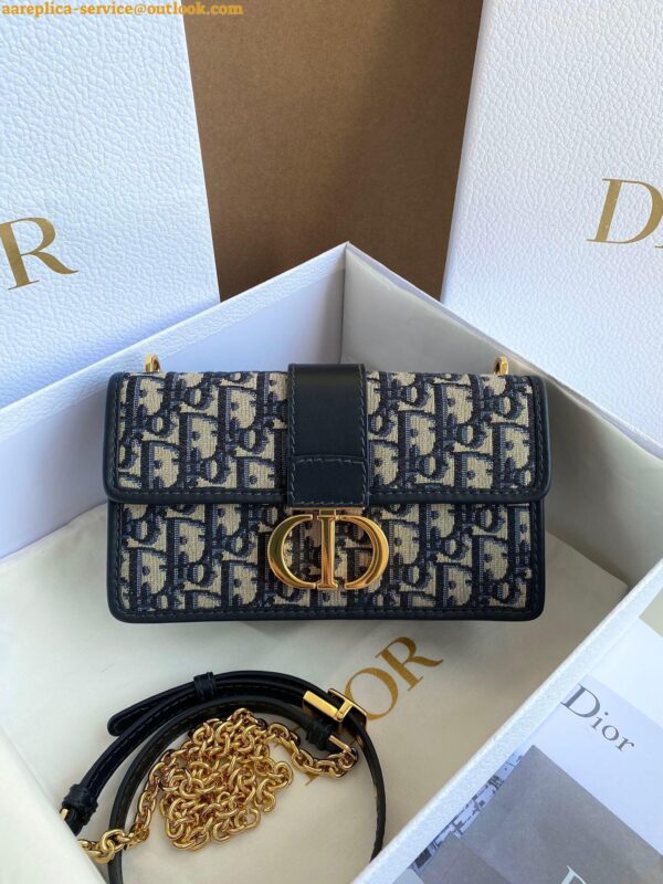 Replica Dior 30 Montaigne East-West Bag with Chain in Blue Oblique Jacquard 11