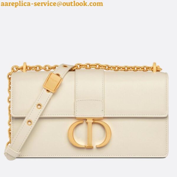 Replica Dior 30 Montaigne East-West Bag with Chain in White Calfskin 3