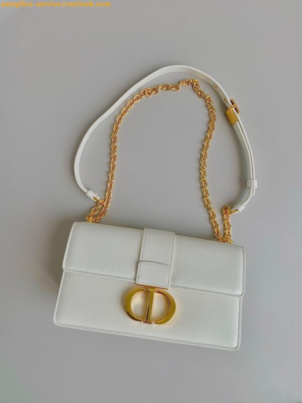 Replica Dior 30 Montaigne East-West Bag with Chain in White Calfskin 5