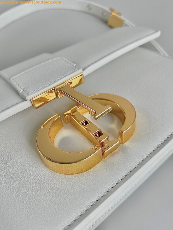 Replica Dior 30 Montaigne East-West Bag with Chain in White Calfskin 7