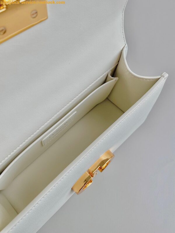 Replica Dior 30 Montaigne East-West Bag with Chain in White Calfskin 9