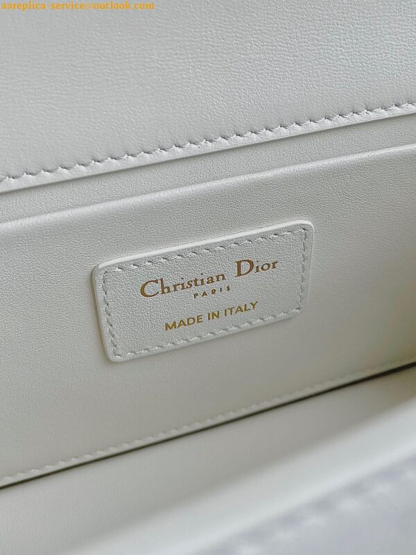 Replica Dior 30 Montaigne East-West Bag with Chain in White Calfskin 10