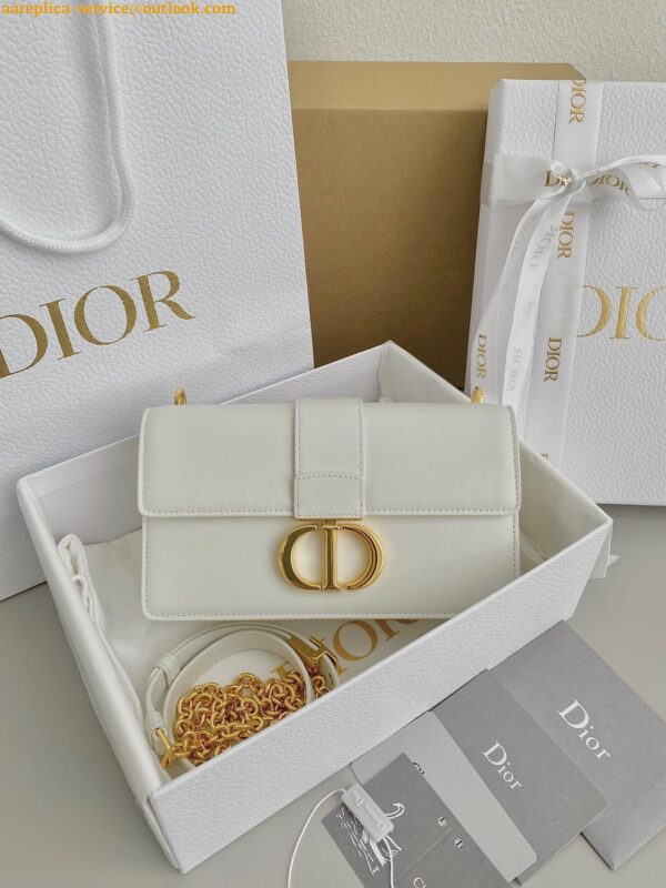 Replica Dior 30 Montaigne East-West Bag with Chain in White Calfskin 13