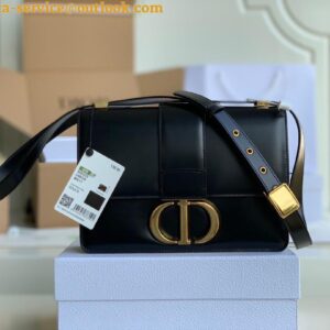 Replica Dior 30 Montaigne Medium Bag In Black Box Calfskin