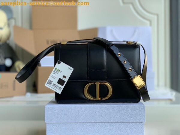 Replica Dior 30 Montaigne Medium Bag In Black Box Calfskin 3