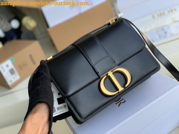 Replica Dior 30 Montaigne Medium Bag In Black Box Calfskin 7