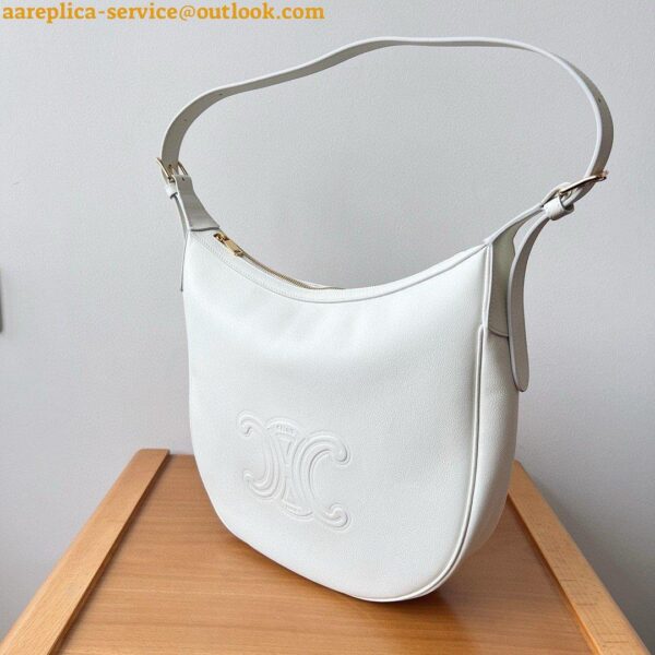 Replica Celine Heloise Cuir Triomphe Bag in White Calfskin 7