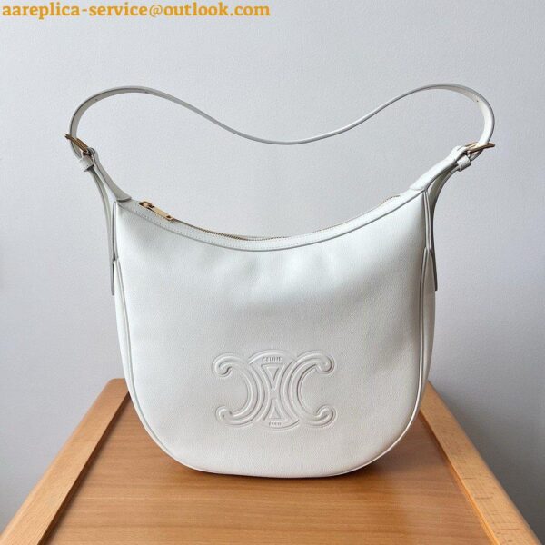 Replica Celine Heloise Cuir Triomphe Bag in White Calfskin 9