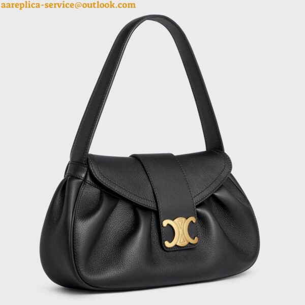 Replica Celine Medium Polly Shoulder Bag in Black Calfskin 3