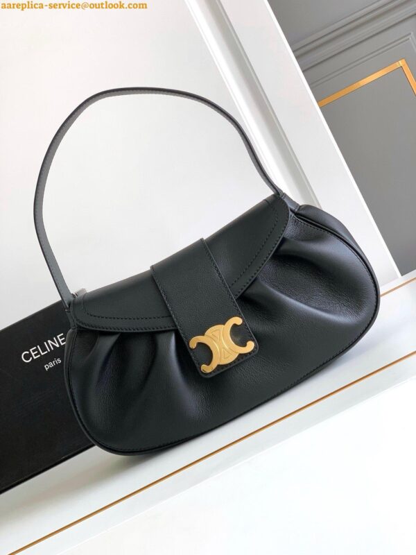 Replica Celine Medium Polly Shoulder Bag in Black Calfskin 11