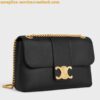 Replica Celine Medium Polly Shoulder Bag in Black Calfskin