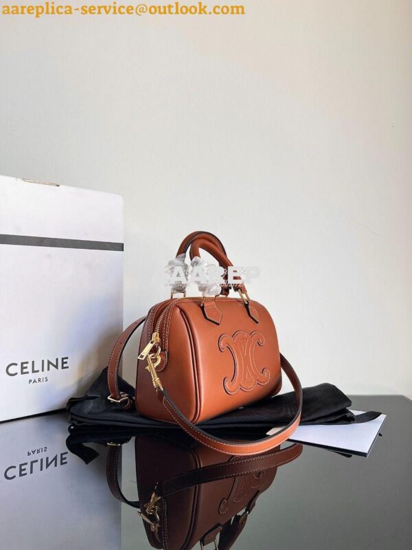 Replica Celine Small Boston In Smooth Calfskin 113773 Tan 3