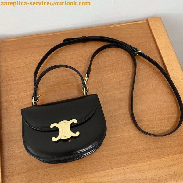 Replica Celine Mini Besace Clea Bag in Black Calfskin 3