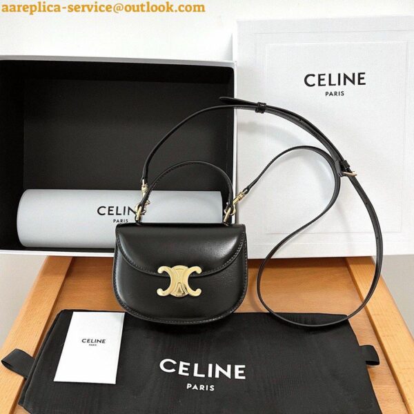 Replica Celine Mini Besace Clea Bag in Black Calfskin 8