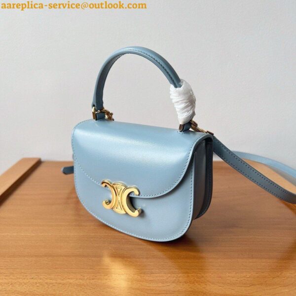 Replica Celine Mini Besace Clea Bag in Pale Blue Calfskin 5