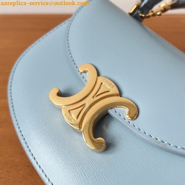 Replica Celine Mini Besace Clea Bag in Pale Blue Calfskin 6