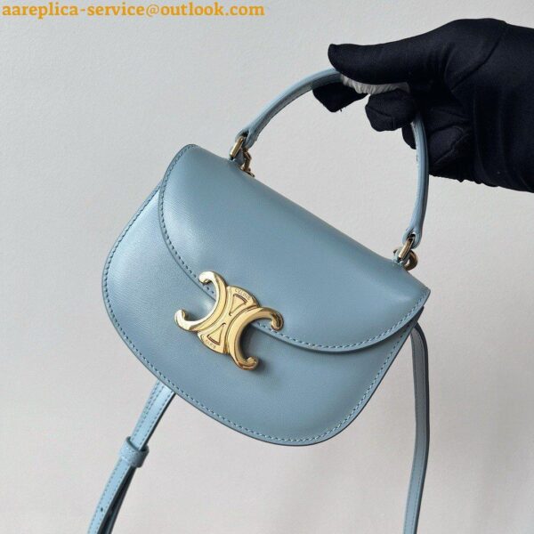 Replica Celine Mini Besace Clea Bag in Pale Blue Calfskin 8