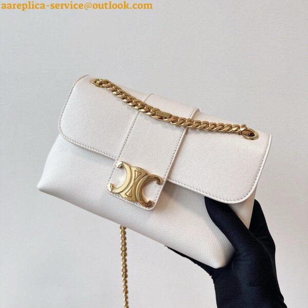 Replica Celine Teen Victoire Bag in White Calfskin 5