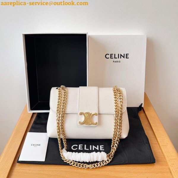 Replica Celine Teen Victoire Bag in White Calfskin 8