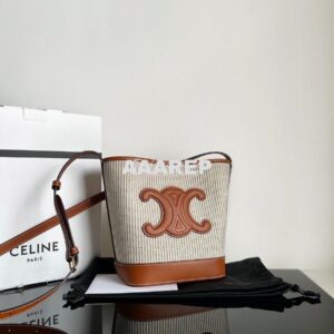 Replica Celine Small Bucket Cuir Triomphe In Striped Textile And Calfs 2