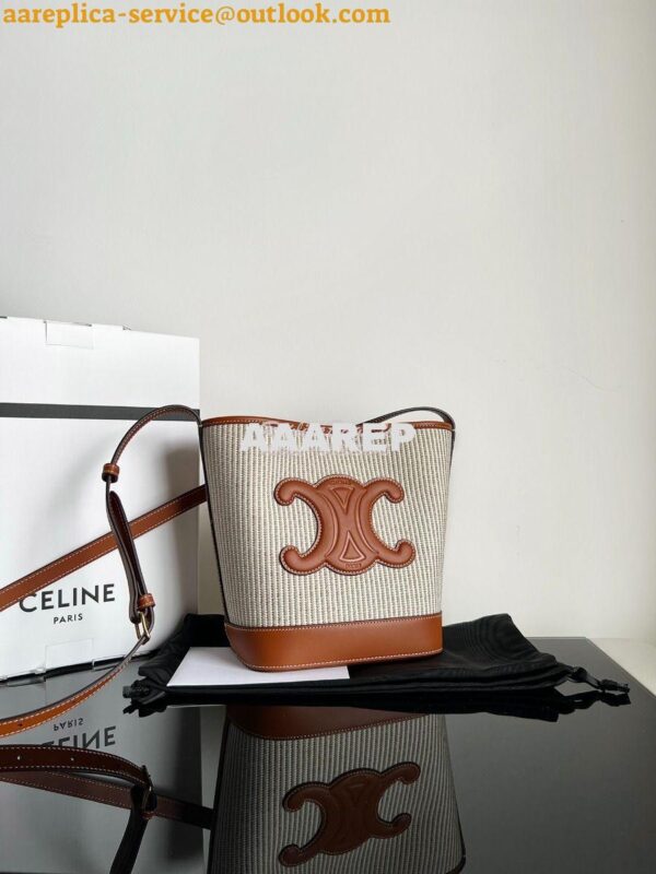 Replica Celine Small Bucket Cuir Triomphe In Striped Textile And Calfs 2