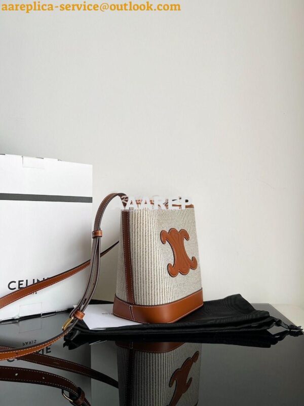 Replica Celine Small Bucket Cuir Triomphe In Striped Textile And Calfs 3