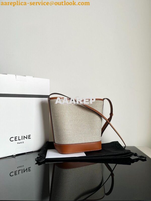 Replica Celine Small Bucket Cuir Triomphe In Striped Textile And Calfs 8