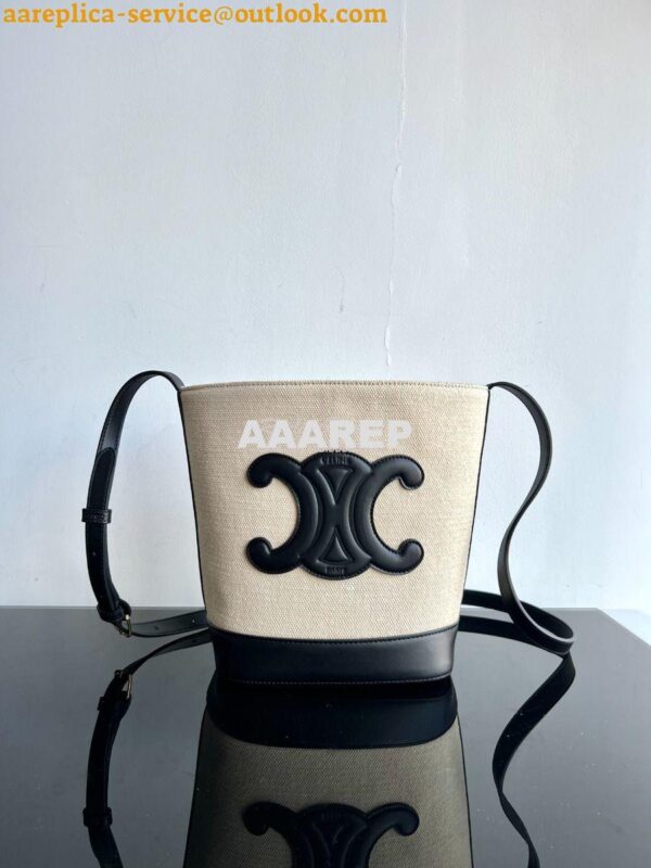 Replica Celine Small Bucket Cuir Triomphe In Textile And Calfskin 1982 2