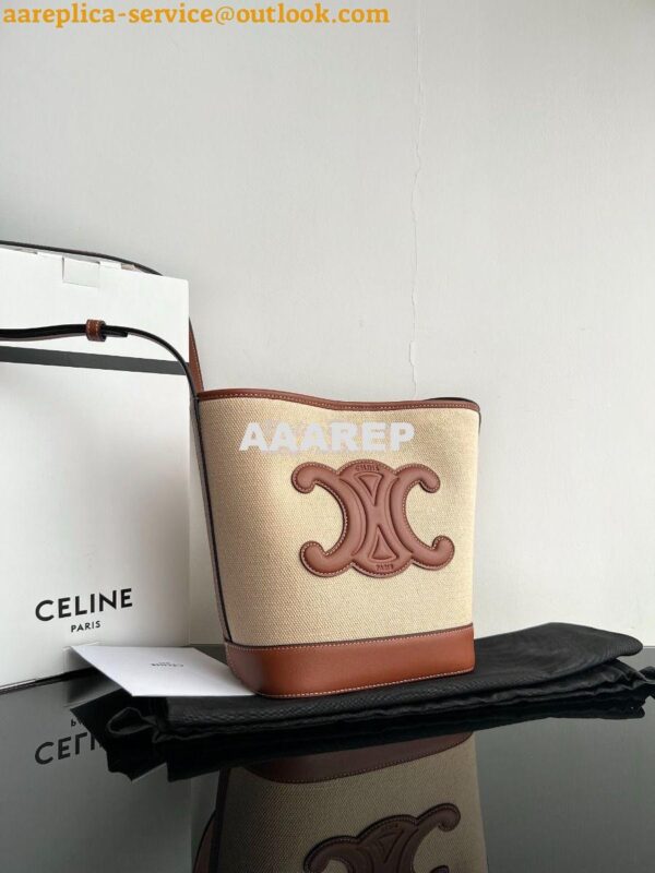 Replica Celine Small Bucket Cuir Triomphe In Textile And Calfskin 1982 2