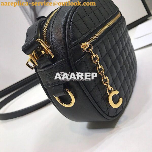 Replica Celine Small C Charm Bag In Quilted Calfskin 188363 Black 3