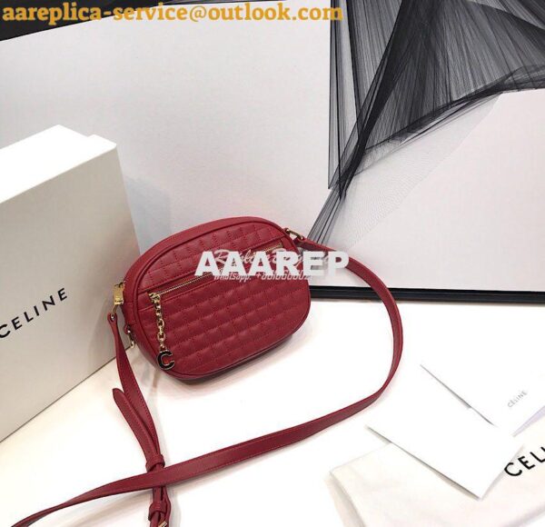 Replica Celine Small C Charm Bag In Quilted Calfskin 188363 Red