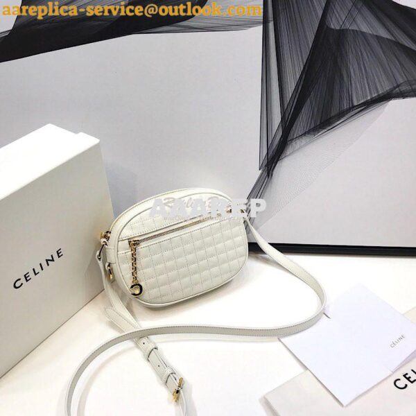 Replica Celine Small C Charm Bag In Quilted Calfskin 188363 White