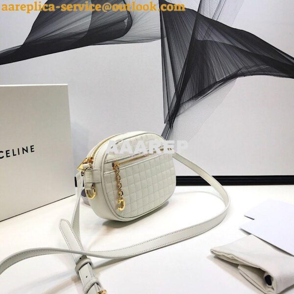 Replica Celine Small C Charm Bag In Quilted Calfskin 188363 White 2