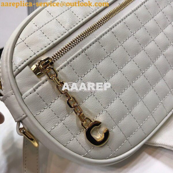 Replica Celine Small C Charm Bag In Quilted Calfskin 188363 White 3