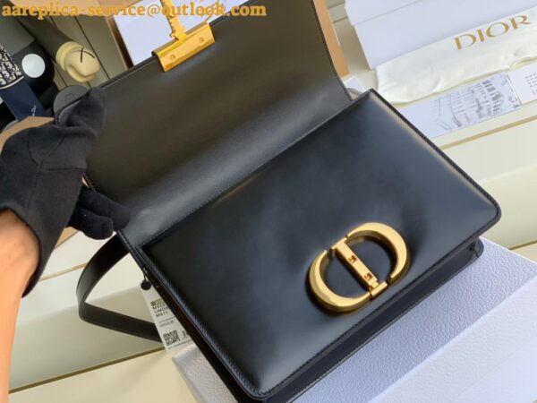 Replica Dior 30 Montaigne Medium Bag In Black Box Calfskin 13