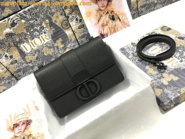 Replica Dior 30 Montaigne Medium Bag In Black Ultramatte Grained Calfskin 6