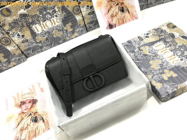 Replica Dior 30 Montaigne Medium Bag In Black Ultramatte Grained Calfskin 10