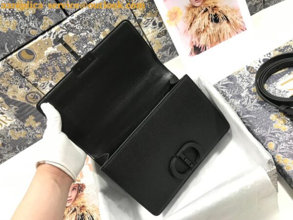 Replica Dior 30 Montaigne Medium Bag In Black Ultramatte Grained Calfskin 13