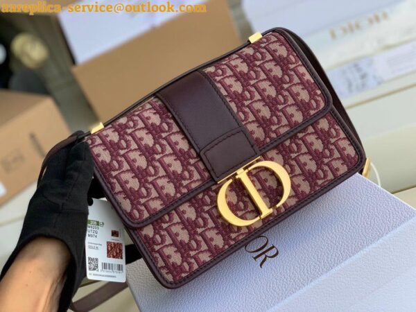 Replica Dior 30 Montaigne Medium Bag In Bordeaux Dior Oblique Jacquard 4